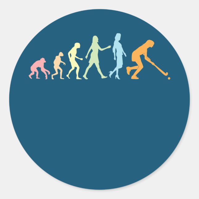 Girl Field Hockey Evolution Women Field Hockey Classic Round Sticker (Front)