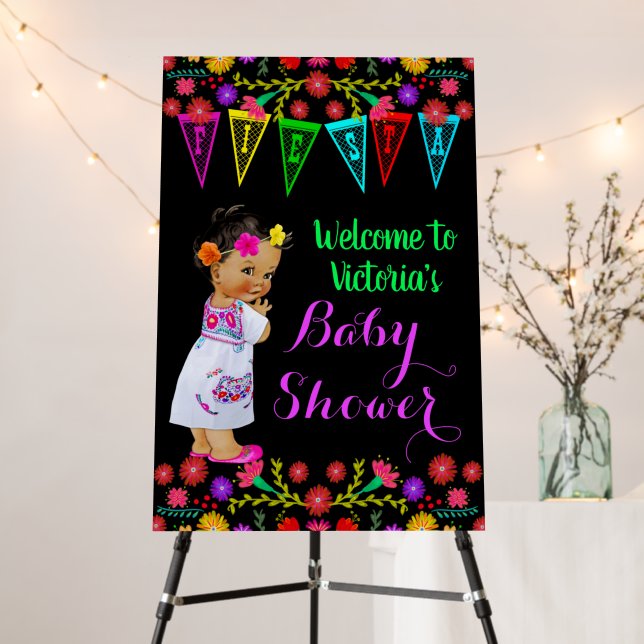 Girl Fiesta Baby Shower Welcome Sign (In Situ (Stand))