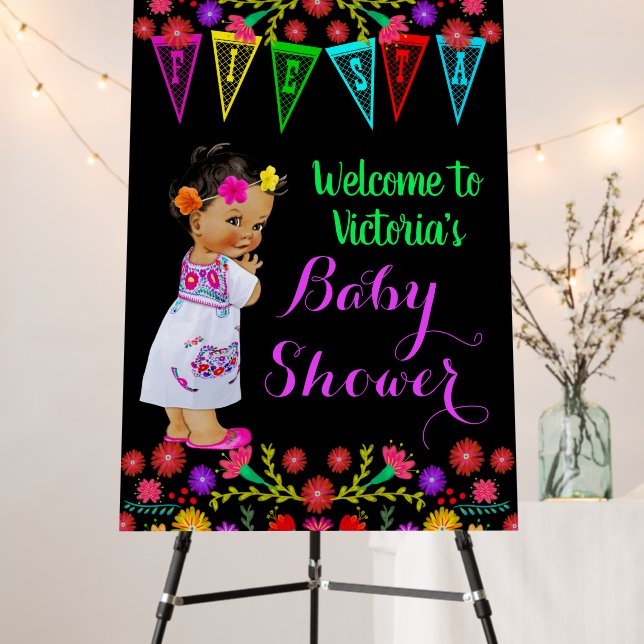 Girl Fiesta Baby Shower Welcome Sign (In Situ (Stand))