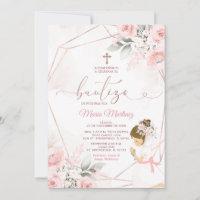Girl Fiesta Rose Gold Mexican Bautizo Pink Floral
