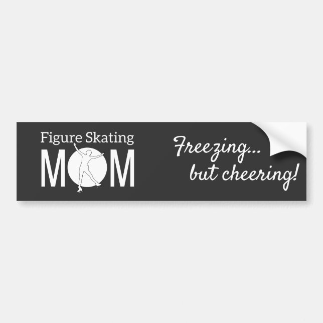 Girl figure skater Mom black and white Bumper Sticker (Front)
