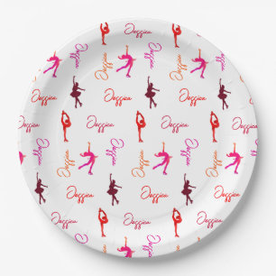 Girl Figure Skating Ice Skating Name All Over Paper Plates