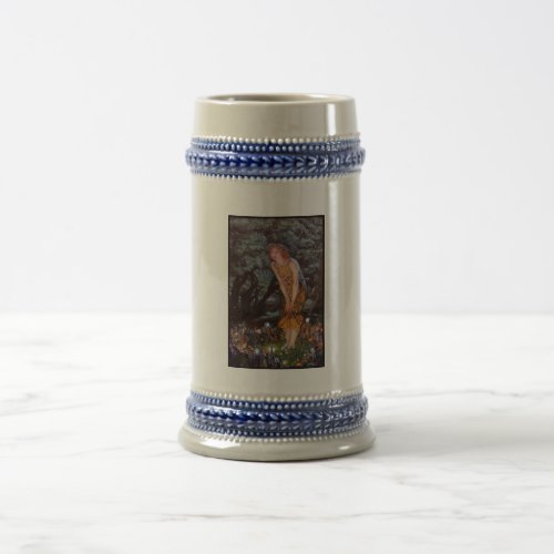Girl Finds Fairies Magic Glow at Night in Woods Beer Stein
