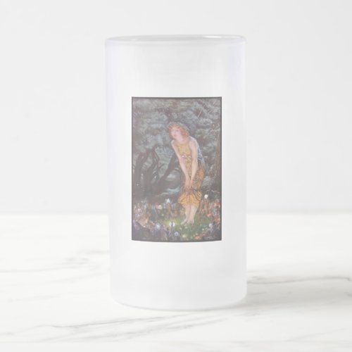 Girl Finds Fairies Magic Glow at Night in Woods Frosted Glass Beer Mug
