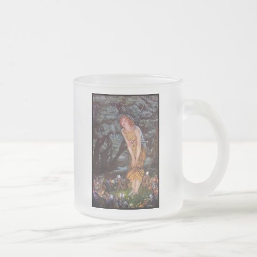 Girl Finds Fairies Magic Glow at Night in Woods Frosted Glass Coffee Mug