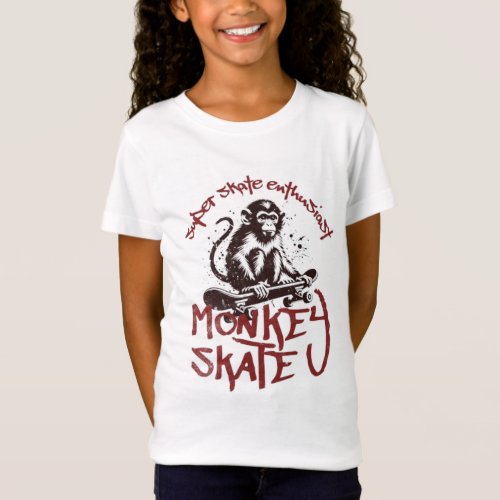 girl fine jersey monkey skate  T_Shirt