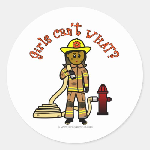 Girl Firefighter Classic Round Sticker