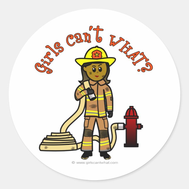 Girl Firefighter Classic Round Sticker (Front)