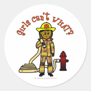 Girl Firefighter Classic Round Sticker
