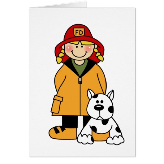 Girl Firefighter with Dalmation Cards (Front)