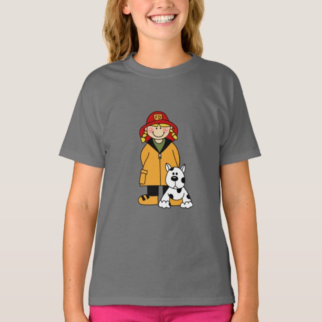 Girl Firefighter With Dalmation Tshirts and Gifts (Front)