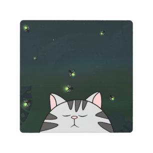 GIRL FIREFLIES NIGHT METAL WALL ART 8X8