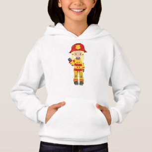 Girl Fireman, Female Firefighter, Blonde Hair Hoodie