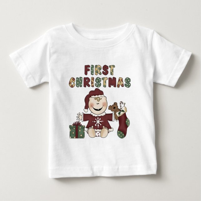 Girl First 1st Christmas Holidays Baby T-Shirt (Front)