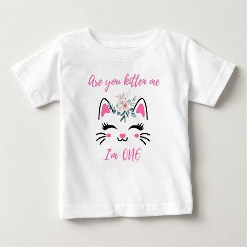 Girl First Birthday kitty Cat lover Baby T_Shirt