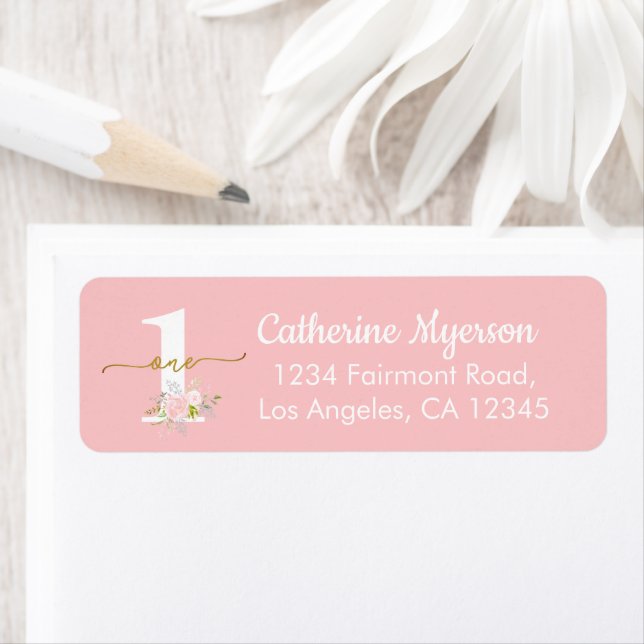 Girl First Birthday Little Miss ONEderful Address Label (Insitu)