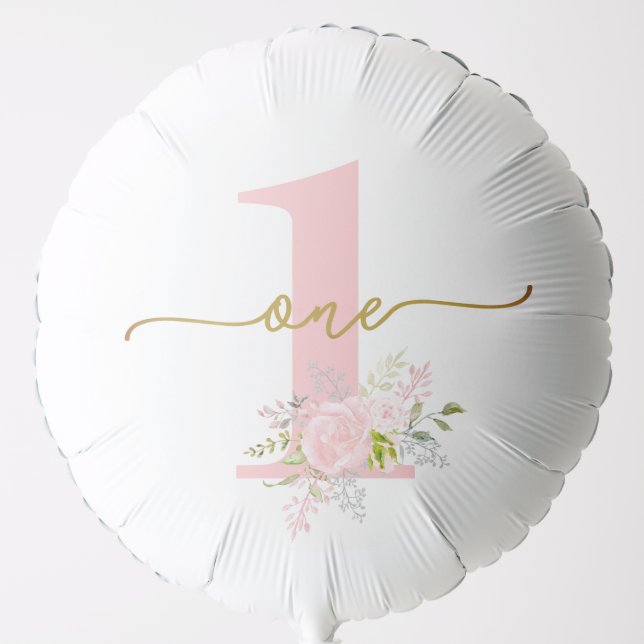 Girl First Birthday Little Miss ONEderful Pink Balloon (Front)