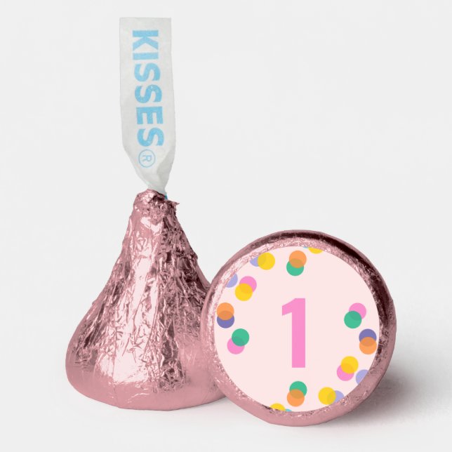 Girl First Birthday Pastel Confetti Hershey®'s Kisses® (Front)