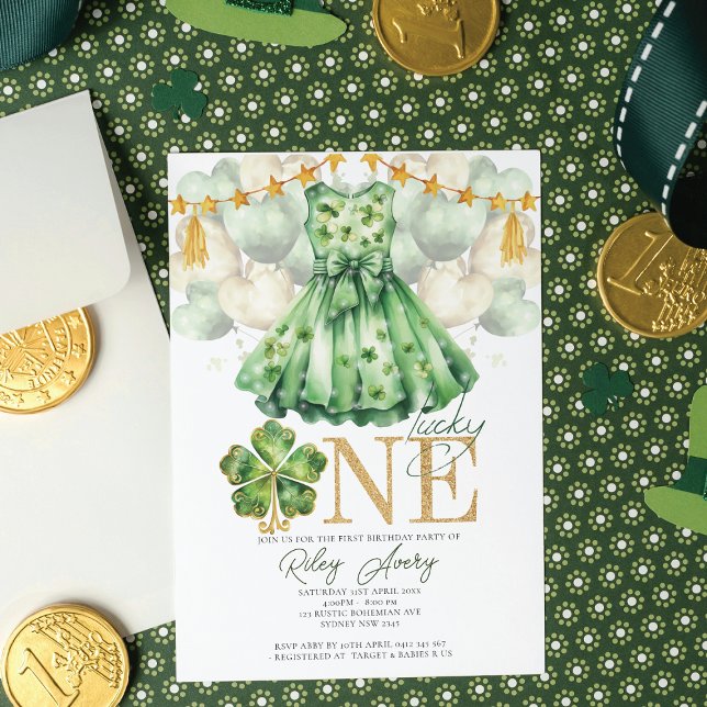 Girl First Birthday St Patrick's Day Invitation (Creator Uploaded)