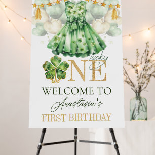 Girl First Birthday St Patrick's Day Personalized Foam Board