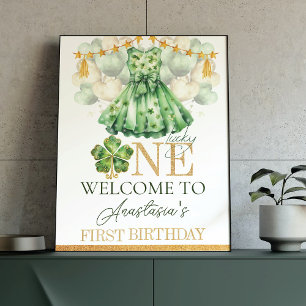 Girl First Birthday St Patrick's Day Personalized Poster