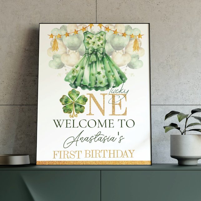 Girl First Birthday St Patrick's Day Personalized Poster (Creator Uploaded)