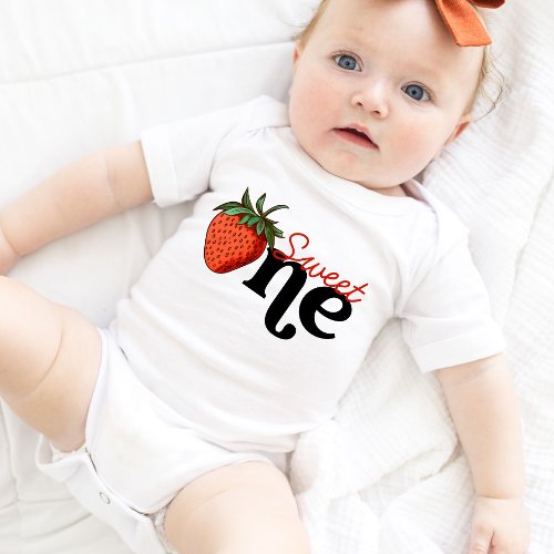 Girl First Birthday Strawberry Baby Bodysuit