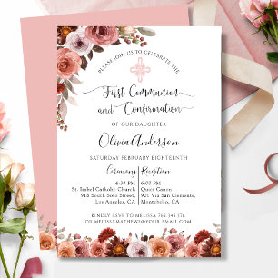 Girl First Communion and Confirmation Blush Pink Invitation
