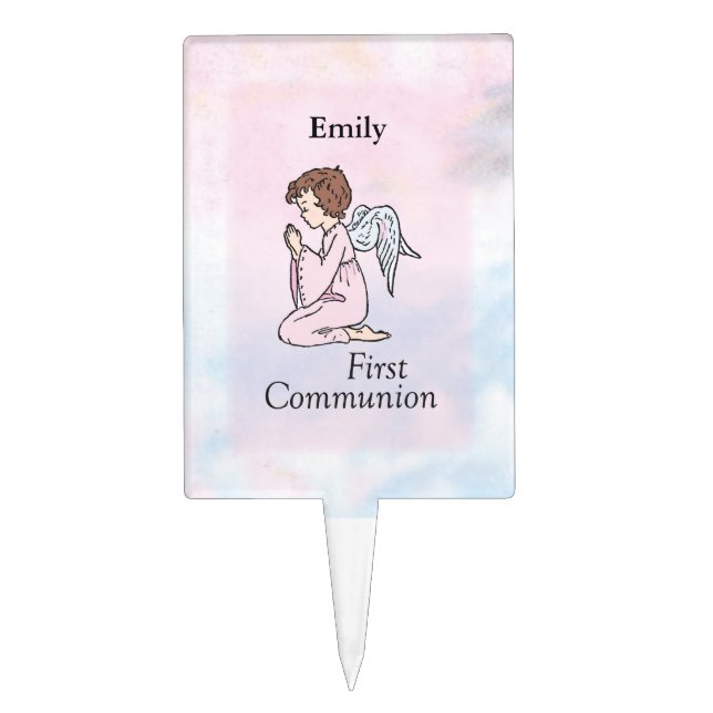 Girl, First Communion Angel Cake Topper (Front)