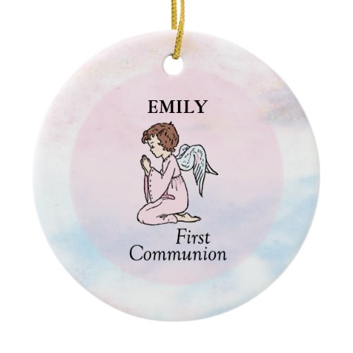 Girl, First Communion Angel Ceramic Ornament
