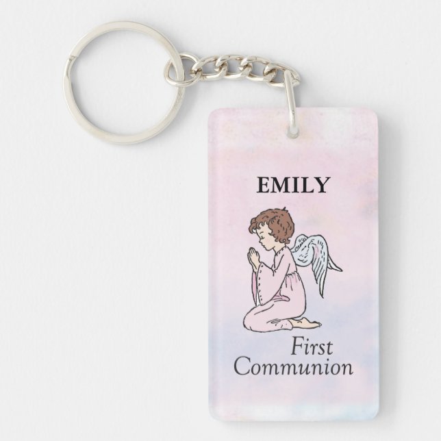 Girl, First Communion Angel Keychain (Front)
