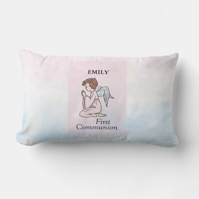 Girl, First Communion Angel Lumbar Pillow (Front)