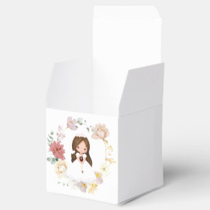 Girl First Communion - Elegant Floral Wreath  Favor Boxes