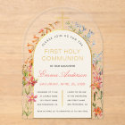Girl First Communion Gold Arch Wildflowers Floral 