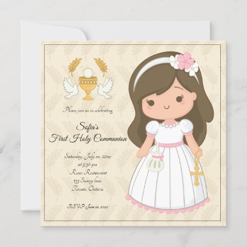 girl first communion invitation