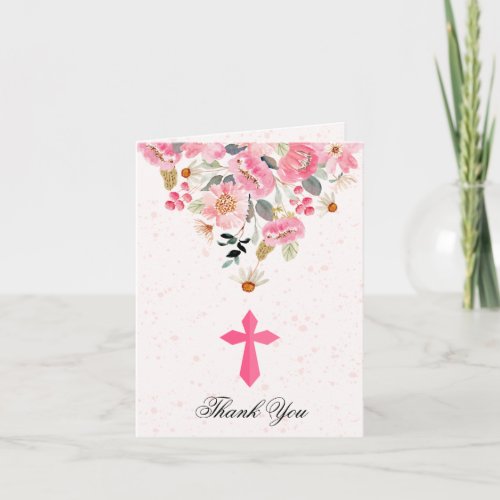 Girl First Communion Pink Floral Folded