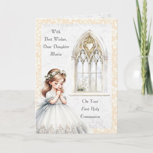 Girl First Communion Special Blessings Greeting Card (Front)