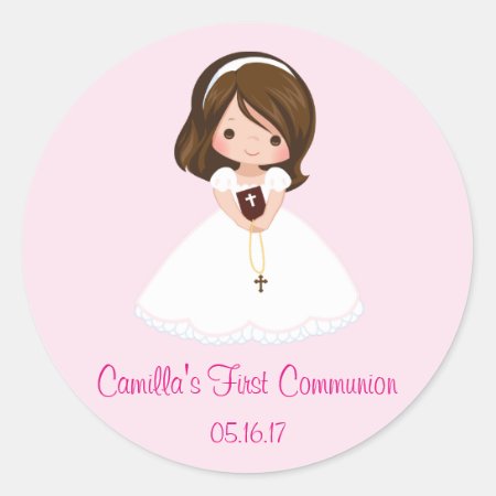 Girl First Communion Stickers Envelope Seals