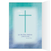 Girl First Confession, Lamb, Cross, on Teal Cards (Inside (Left))
