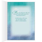 Girl First Confession, Lamb, Cross, on Teal Cards (Inside (Right))