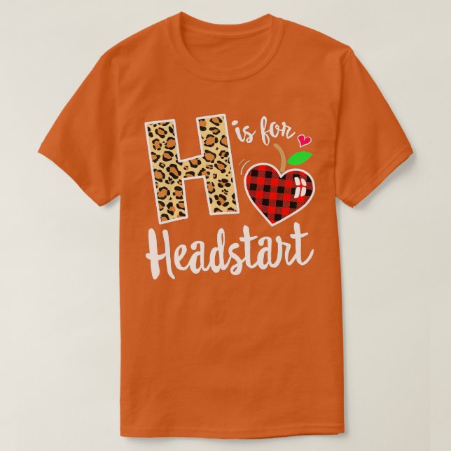 Girl First Day Headstart Leopard Plaid Back School T-Shirt (Design Front)