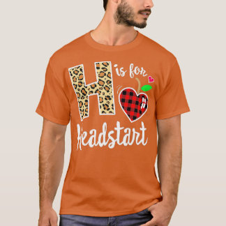 Girl First Day Headstart Leopard Plaid Back School T-Shirt