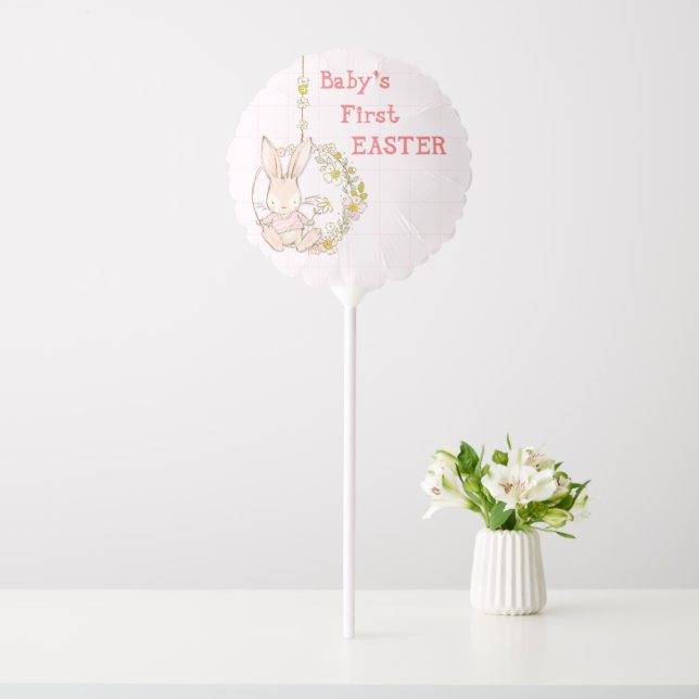 Girl First Easter Bunny on Flower Swing Balloon (In SItu)