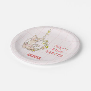 Girl First Easter Bunny on Flower Swing Paper Plates
