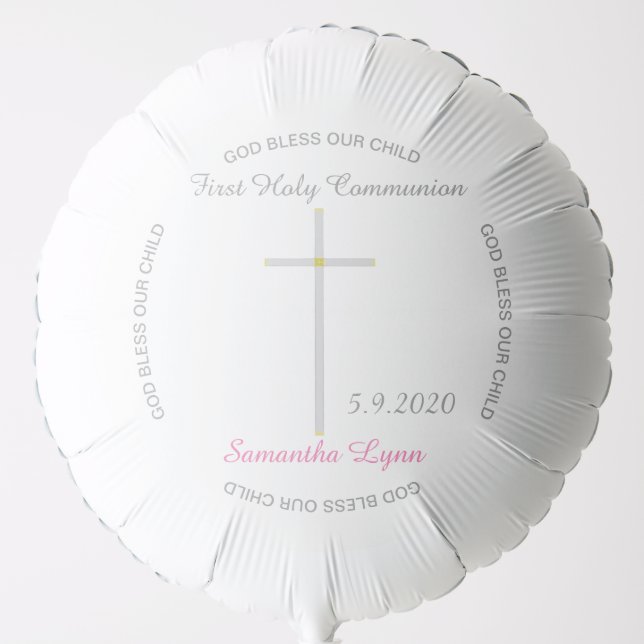 Girl First Holy Communion Cross Balloon (Front)