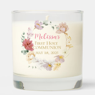 Girl First Holy Communion Floral Wreath Scented Candle