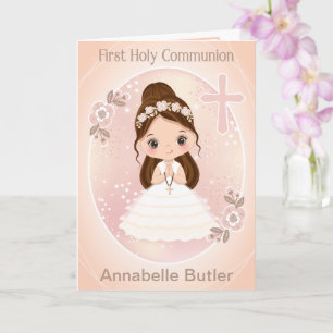 Girl First Holy Communion Folded Greeting Card