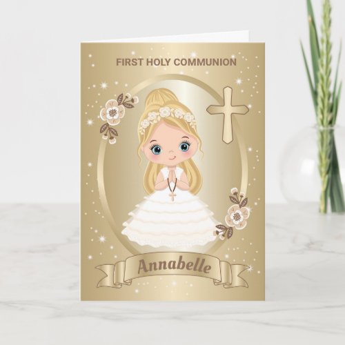 GIRL FIRST HOLY COMMUNION GREETING CARD