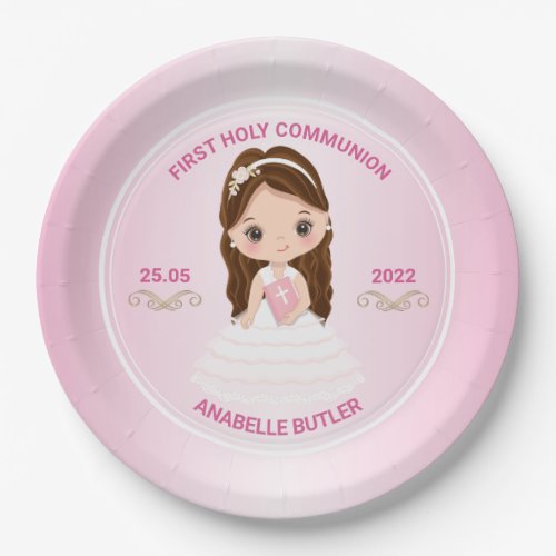 Girl First Holy Communion Paper Plate