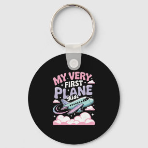 Girl First Plane Ride Children First Time Flyer Keychain